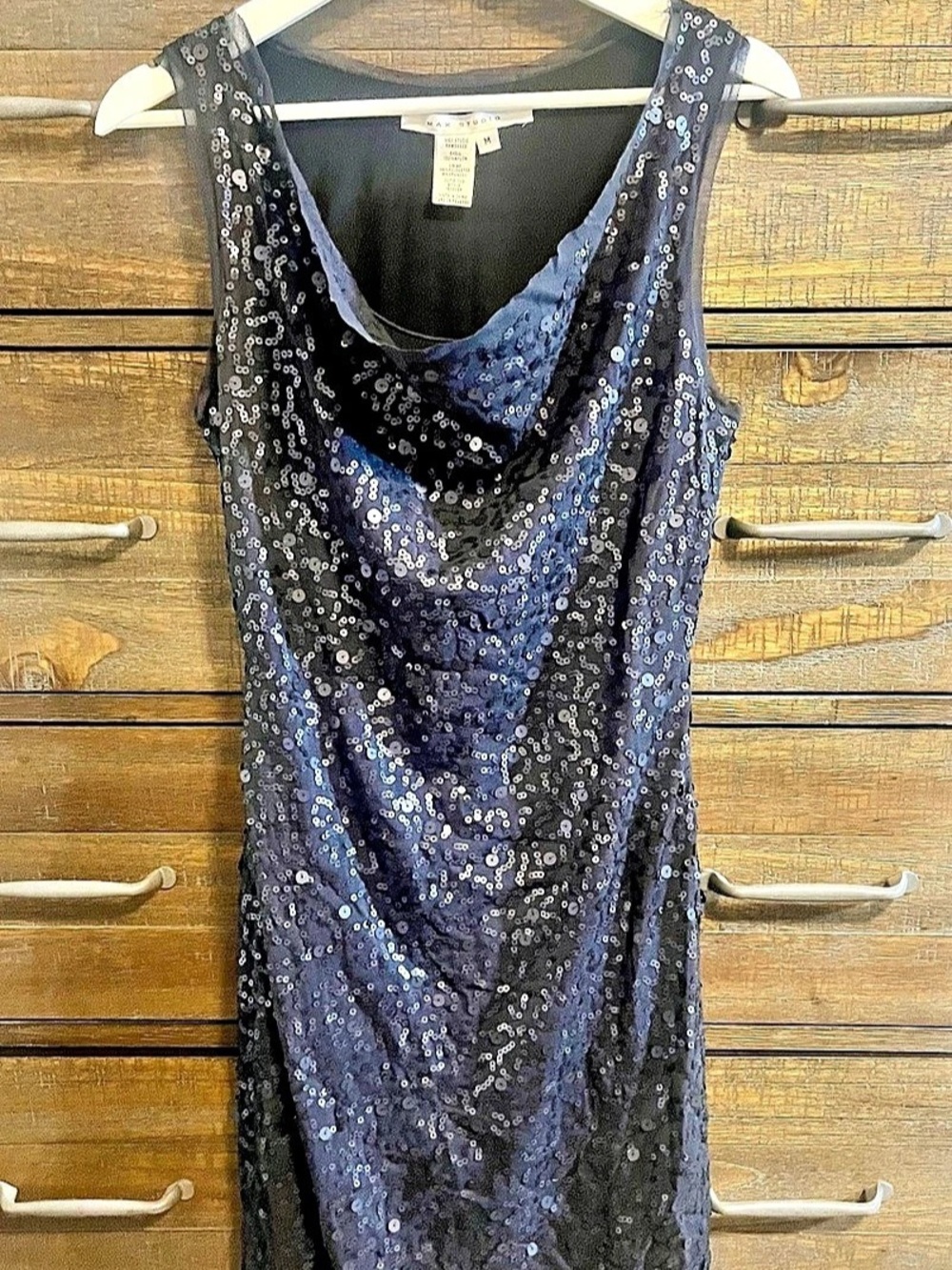 Max Studio Sequin Mini Dress in Blue & Black Size Medium Like New